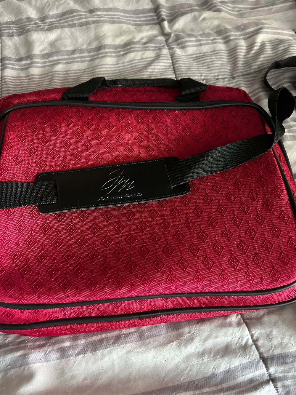 Joy Managano Red LAPTOP Case Travel Bag with Shoulder Strap 2 Pockets NEW UNUSED